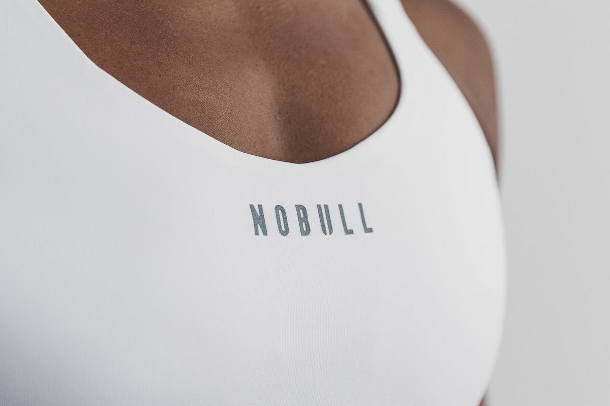 Nobull Pace Women's Sports Bras White | Australia (LM9516)